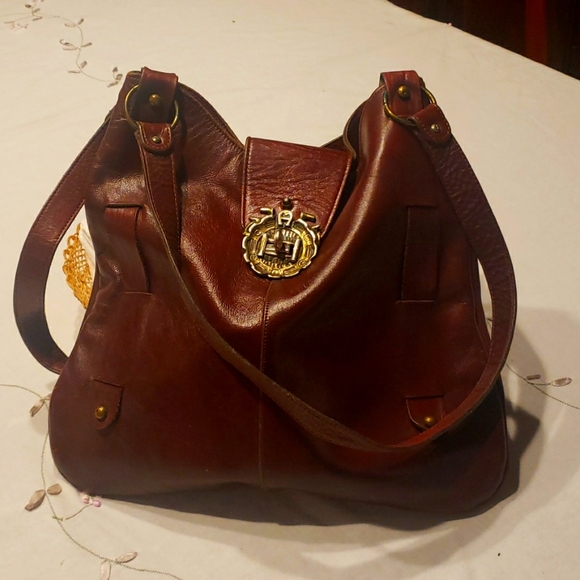 Etienne Aigner Handbags - Vintage Etienne Aigner Burgundy Brown Leather Bag